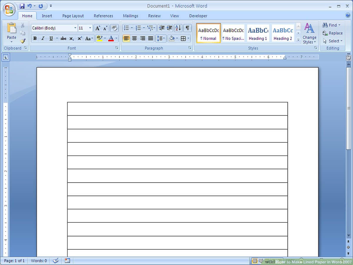 How To Make Lined Paper In Word 2007: 4 Steps (With Pictures) Intended For Notebook Paper Template For Word