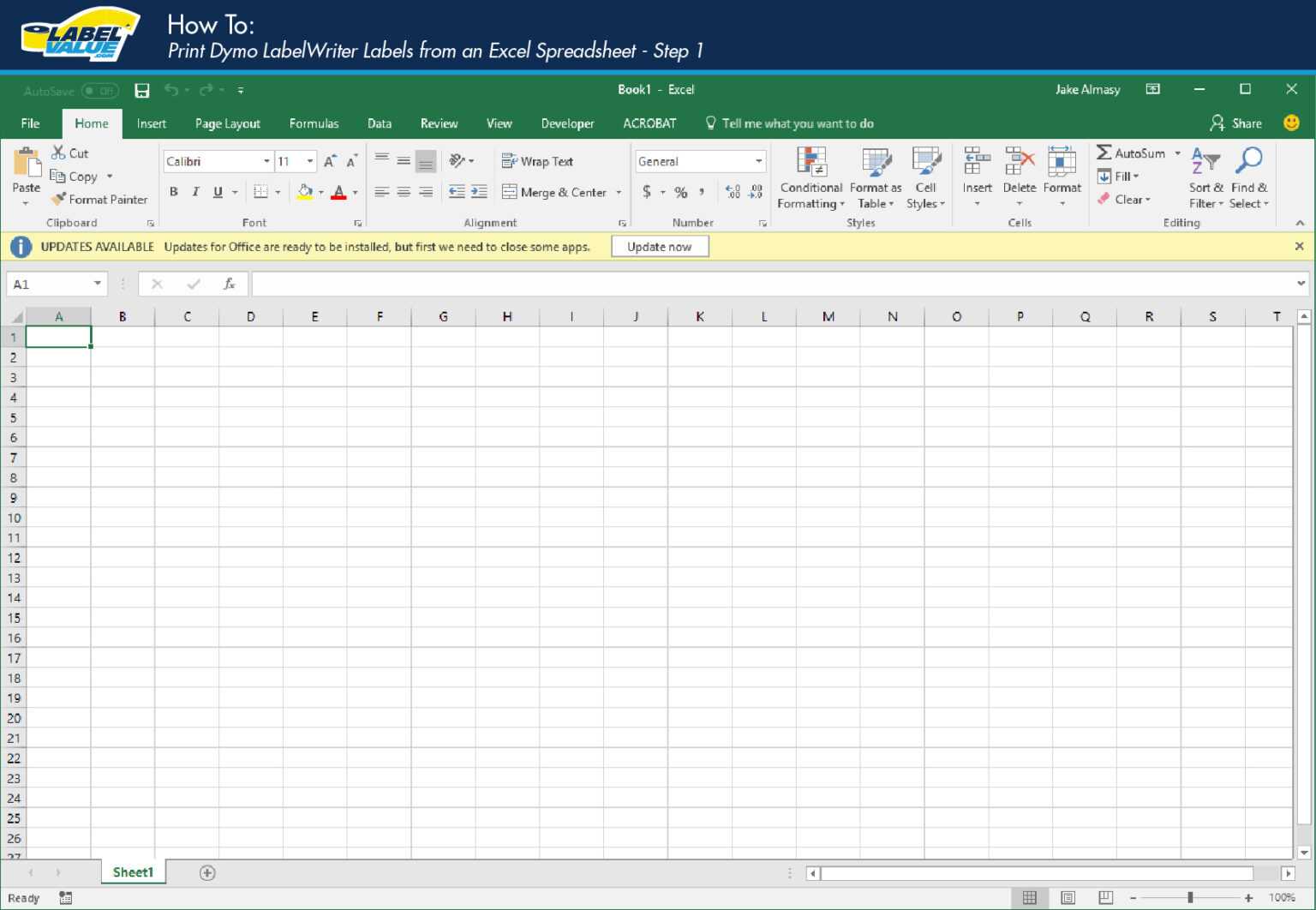 how to print address labels from excel to dymo