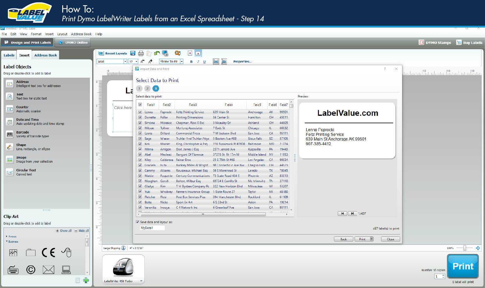 How To Print Labels From An Excel Spreadsheet Using A Dymo Intended For Dymo Label Templates For Word