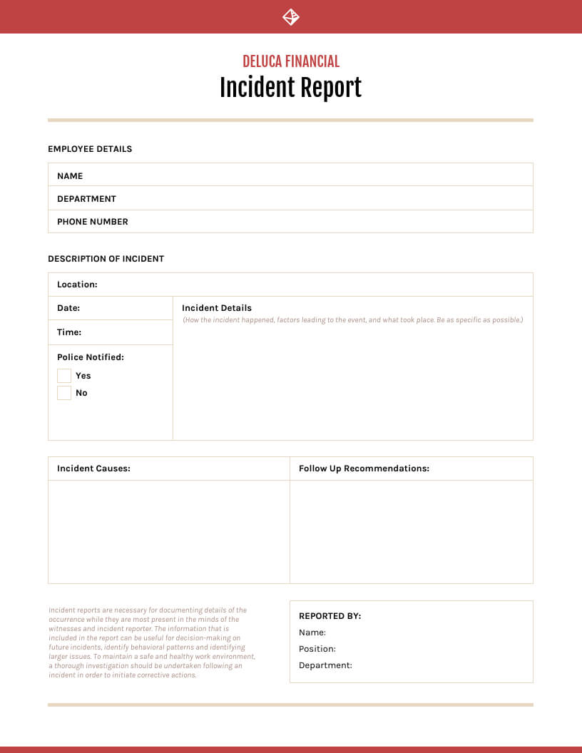 How To Write An Effective Incident Report [Examples + Regarding First Aid Incident Report Form Template