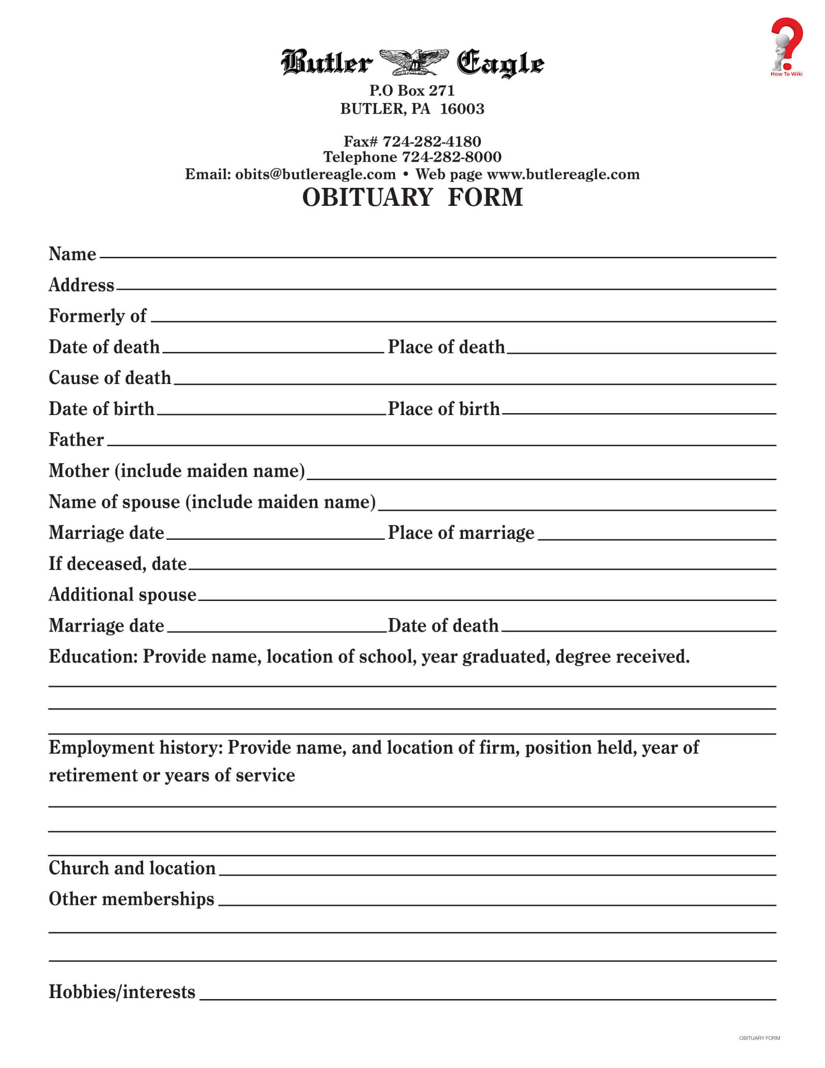 How To Write An Obituary Template In Simple Steps | How To Wiki Throughout Fill In The Blank Obituary Template