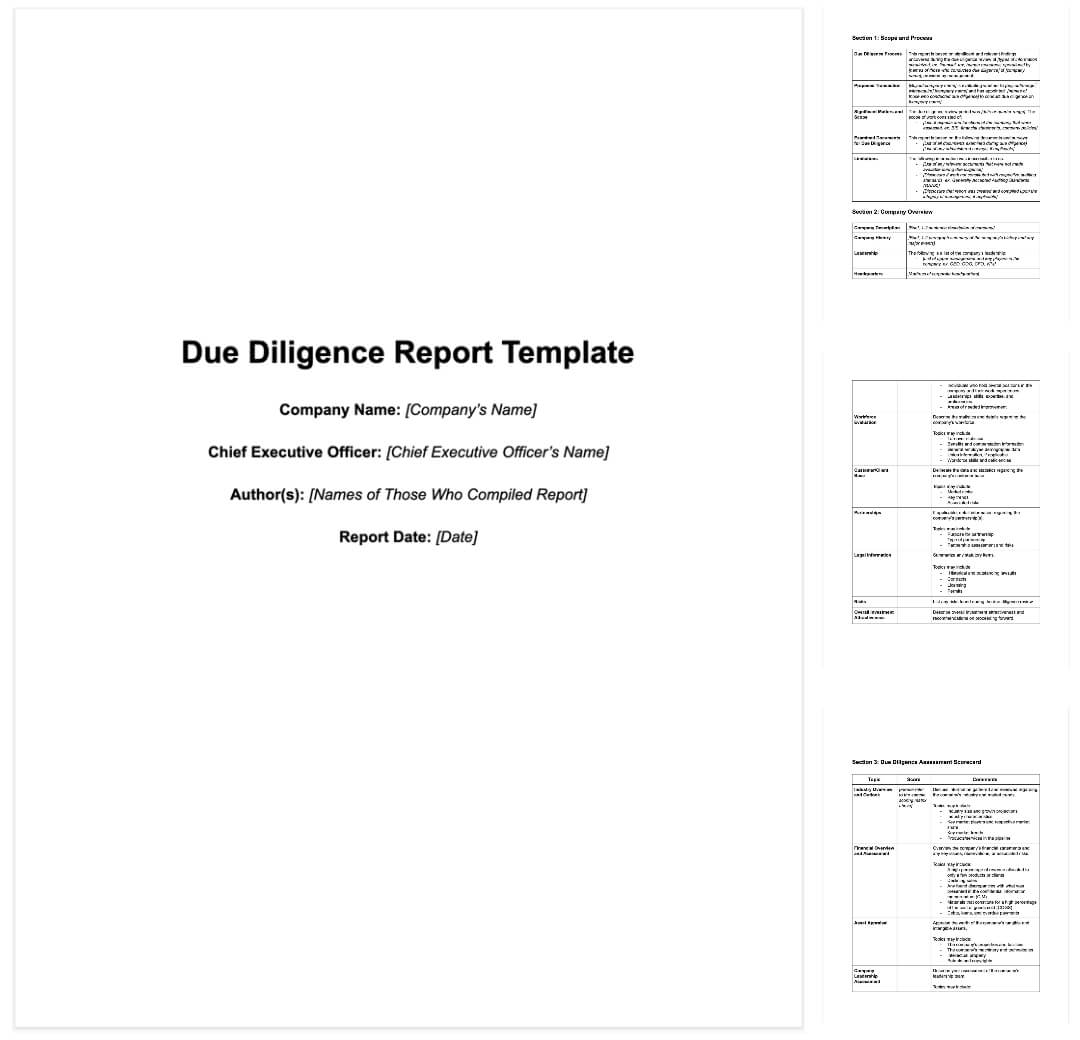 vendor-due-diligence-report-template