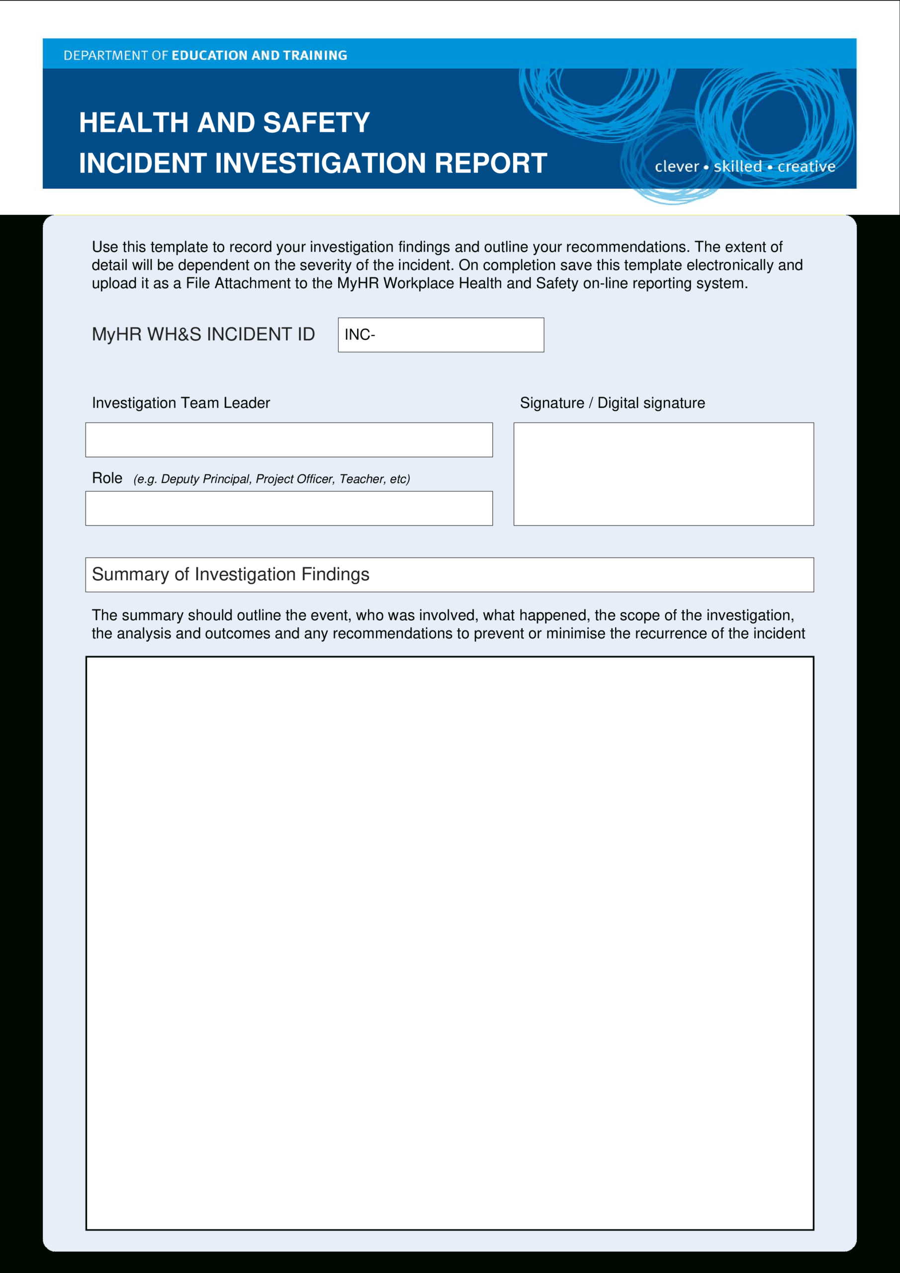 Hse Health Safety Incident Investigation Report | Templates At Inside Hse Report Template