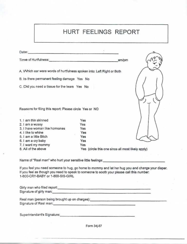 Hurt Form Within Hurt Feelings Report Template Best Sample Template