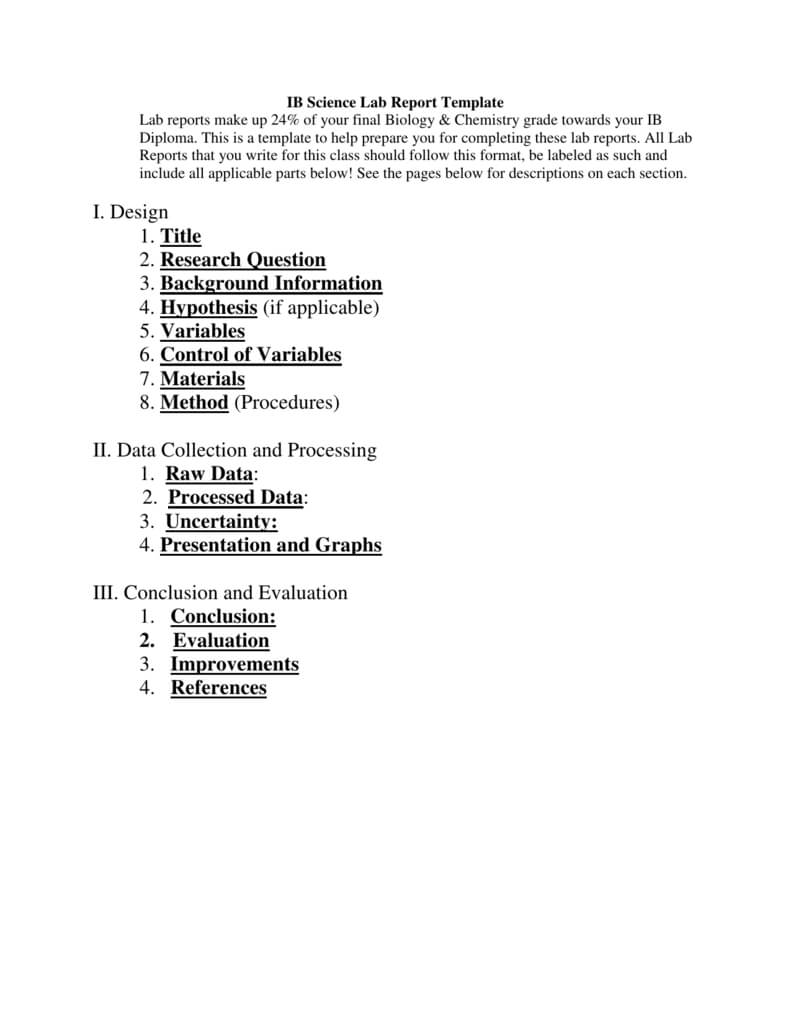 Ib Biology Lab Report Template In Science Experiment Report Template