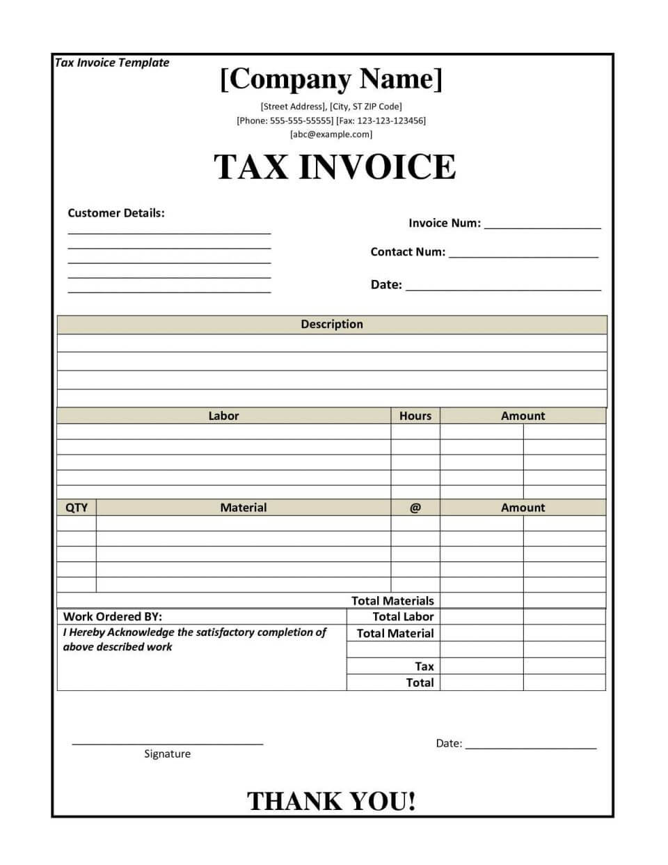 Ic Rental Invoice Template Word Gst Format File Document Throughout Hours Of Operation Template Microsoft Word