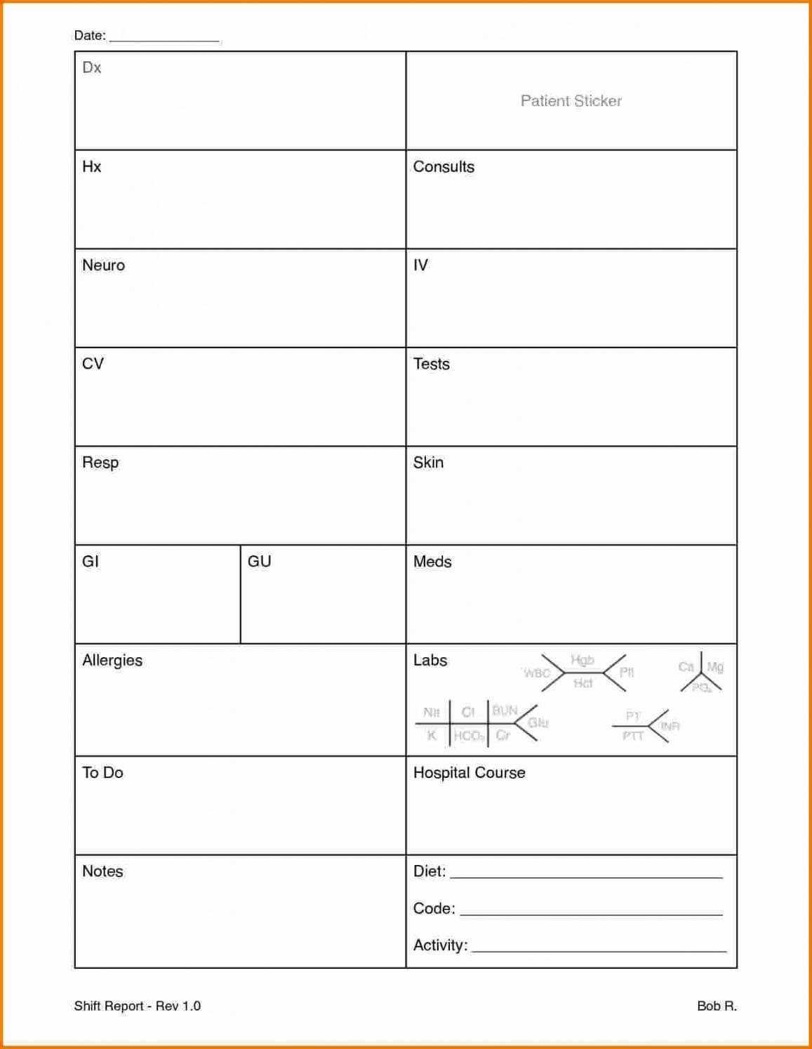 Icu Nursing Report Sheet Template Throughout Icu Report Template Best