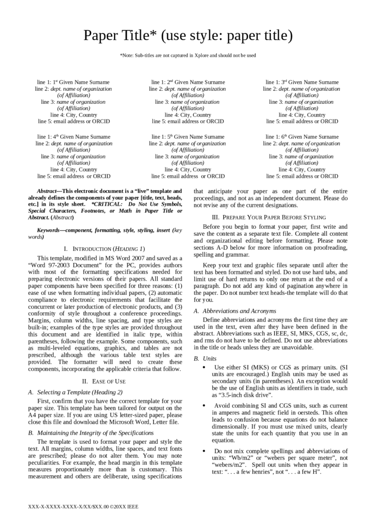 Ieee Format For Report - Docsity for Ieee Template Word 2007 - Best Sample Template