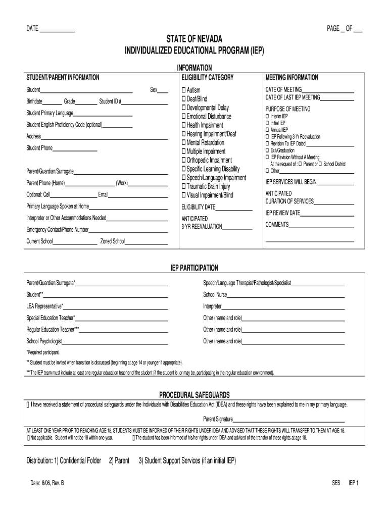 Iep Form – Fill Online, Printable, Fillable, Blank | Pdffiller Within Blank Iep Template