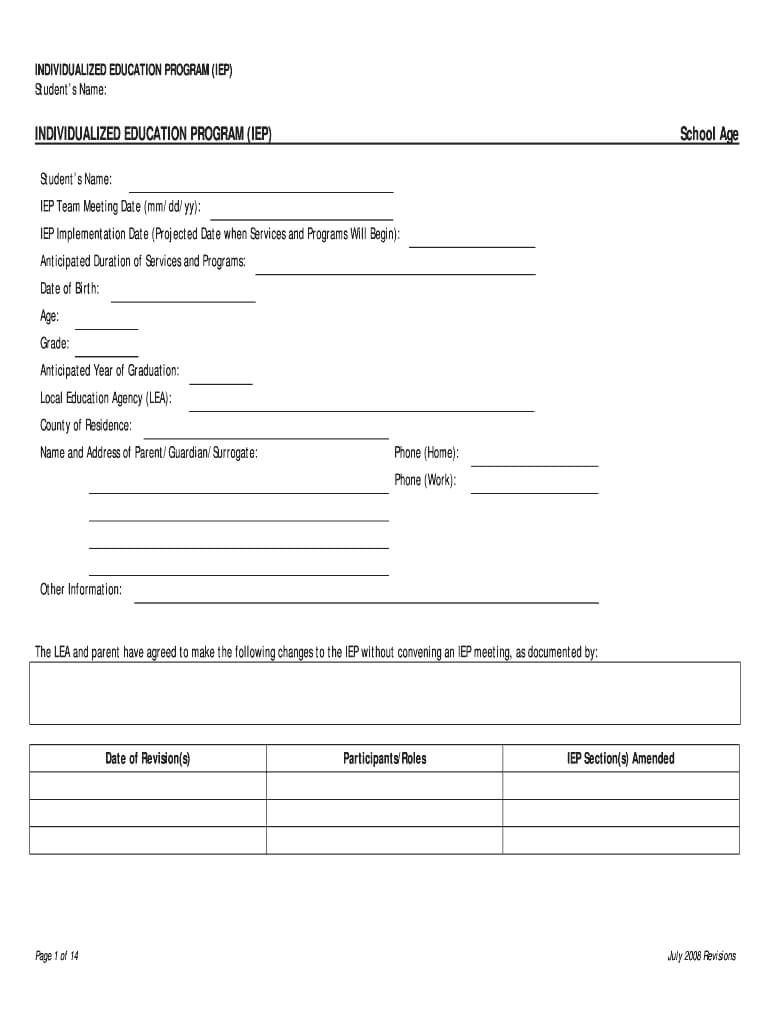 Iep Template – Fill Online, Printable, Fillable, Blank With Regard To Blank Iep Template