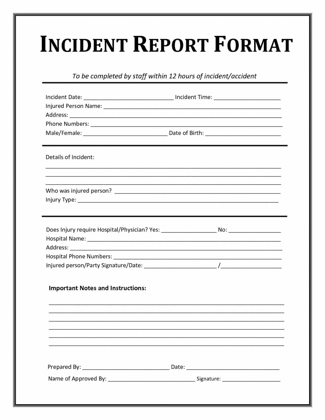 Incident Report Format Template Form Word Uk Document South Inside Incident Report Template Uk