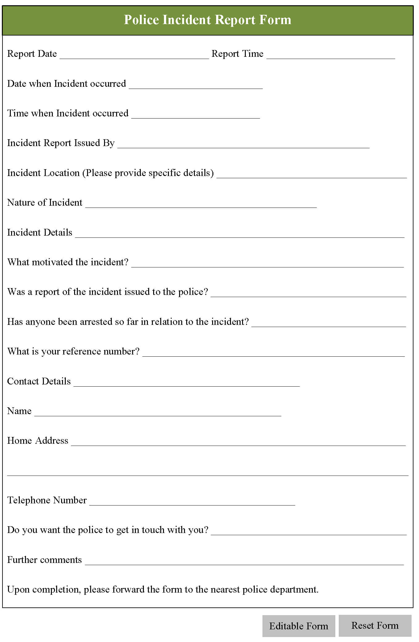 Incident Report Template Nz ] – Incident Accident Report Pertaining To Police Incident Report Template