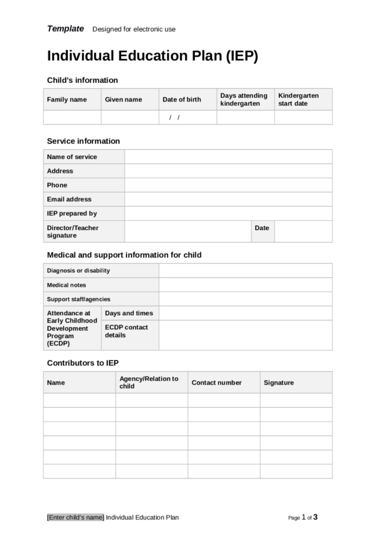 Individual Education Plan (Iep) Template Edit, Fill, Sign Intended