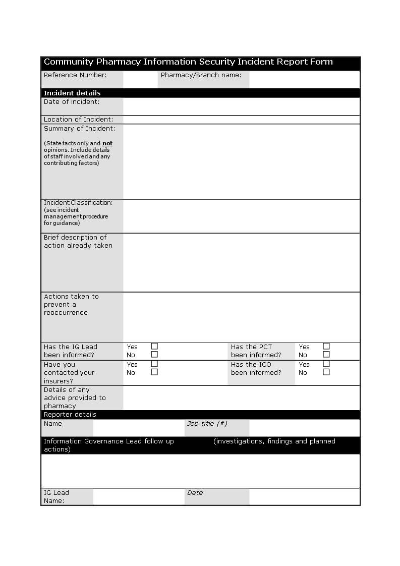 Information Security Incident Report Template | Templates At Pertaining To Computer Incident Report Template