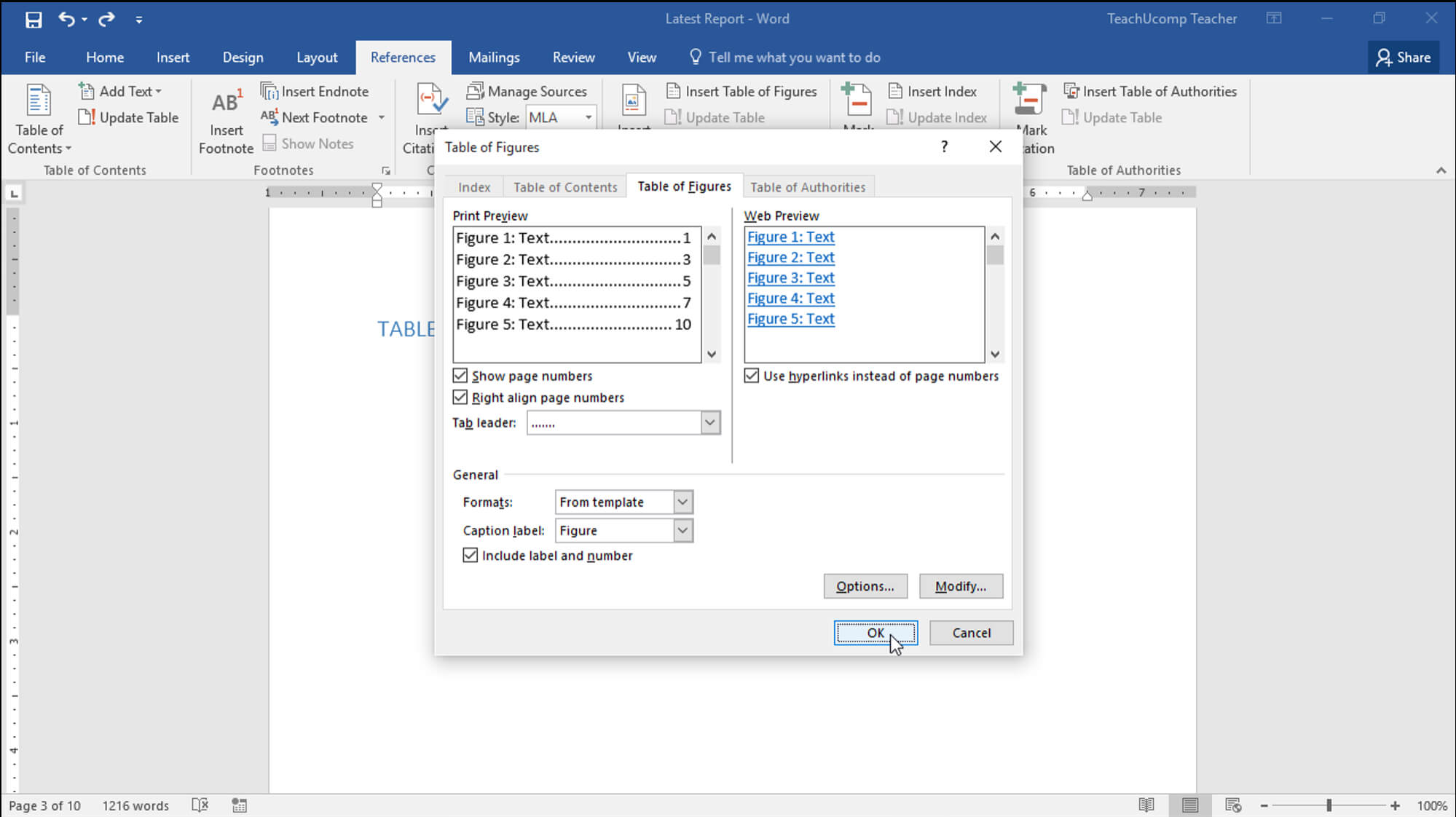 Insert A Table Of Figures In Word – Teachucomp, Inc. Intended For How To Insert Template In Word