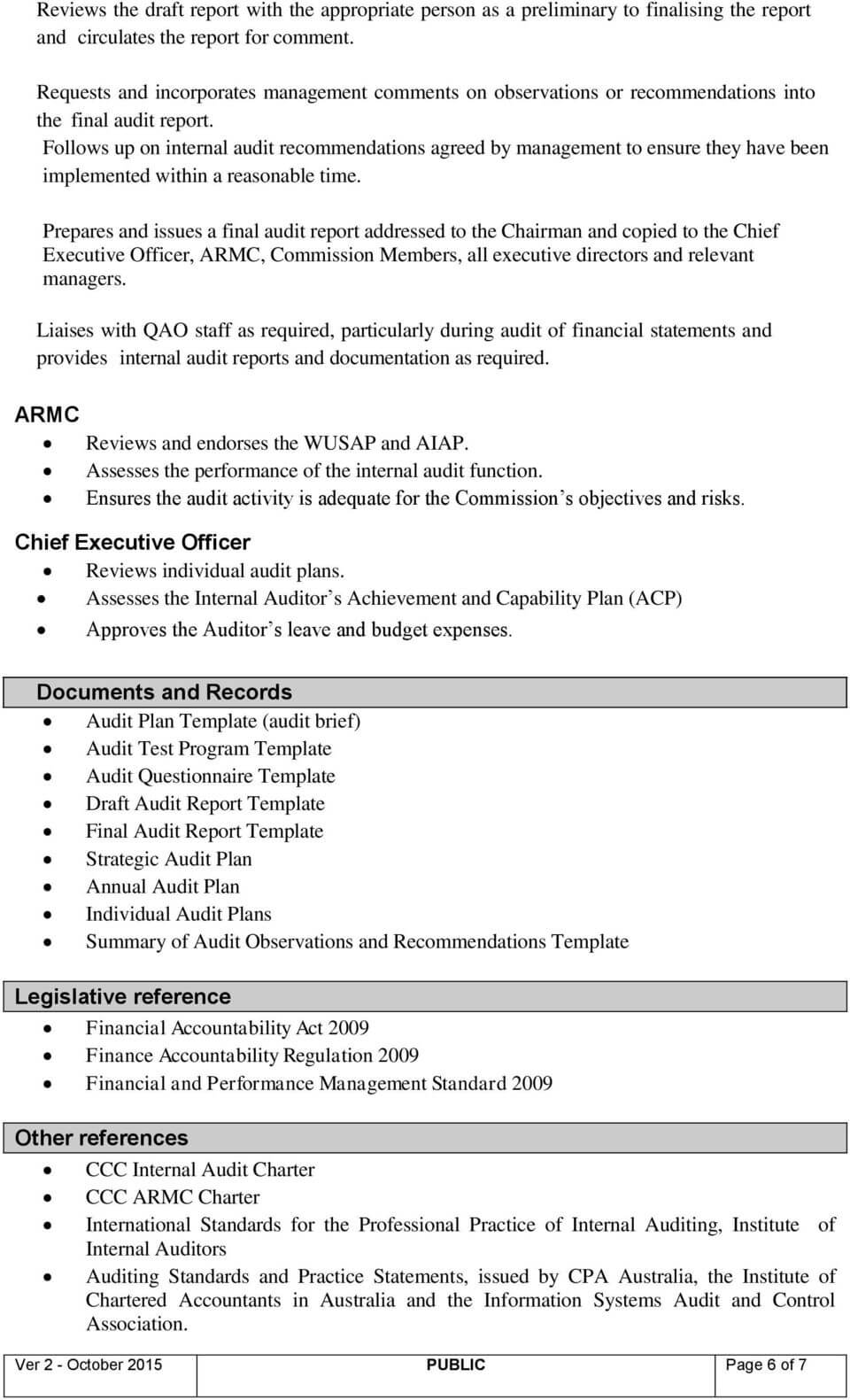 Internal Audit (Policy & Procedure) – Pdf Free Download Within Information System Audit Report Template
