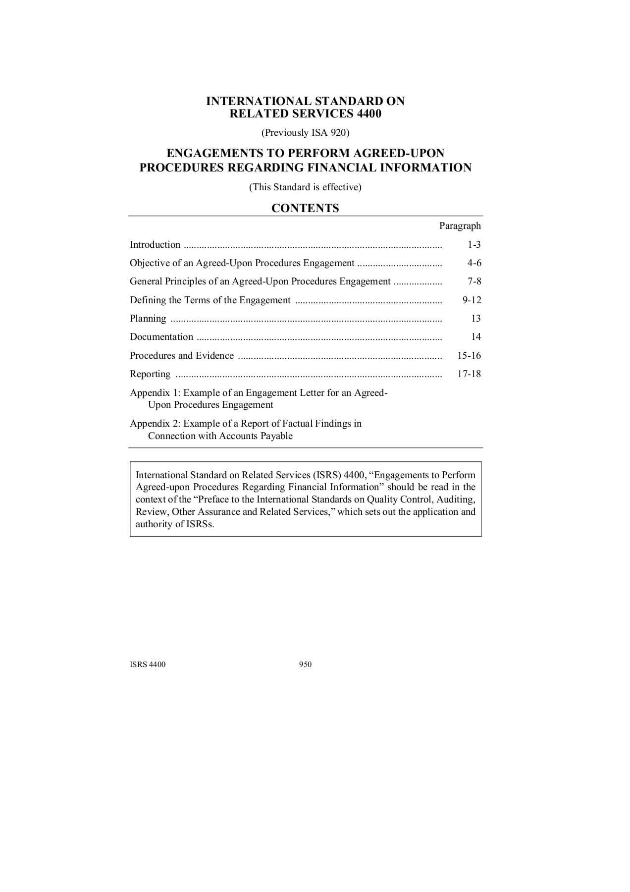 International Standard On Related Services 4400  Pages 1 Within Agreed Upon Procedures Report Template
