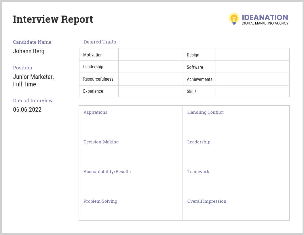 Interview Report Template In Donation Report Template