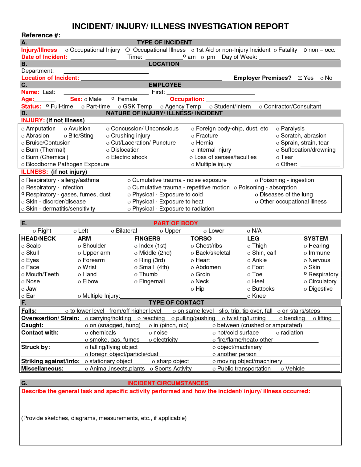 Investigation Report Template Examples Incident Intended For Ohs 