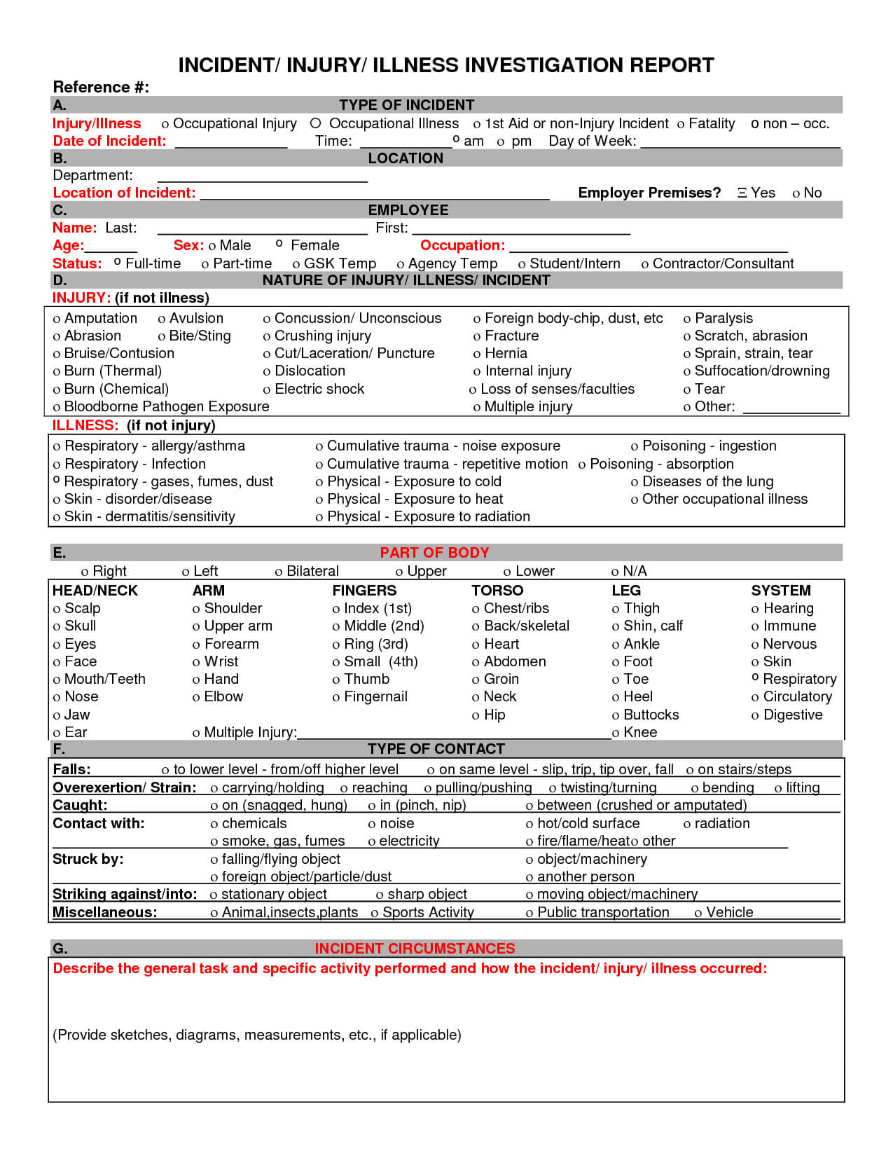 Investigation Report Template Examples Incident Intended For Ohs Incident Report Template Free
