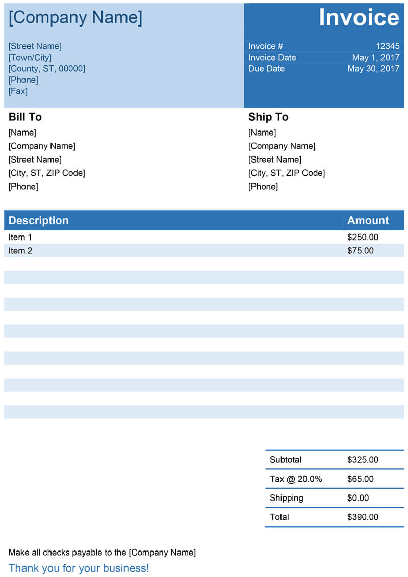 Invoice Template For Word - Free Simple Invoice Within Free Downloadable Invoice Template For Word
