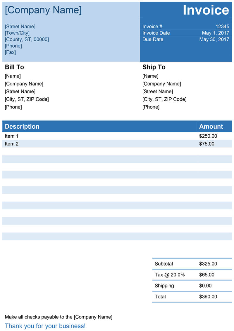 Invoice Template For Word – Free Simple Invoice Within Free Downloadable Invoice Template For Word