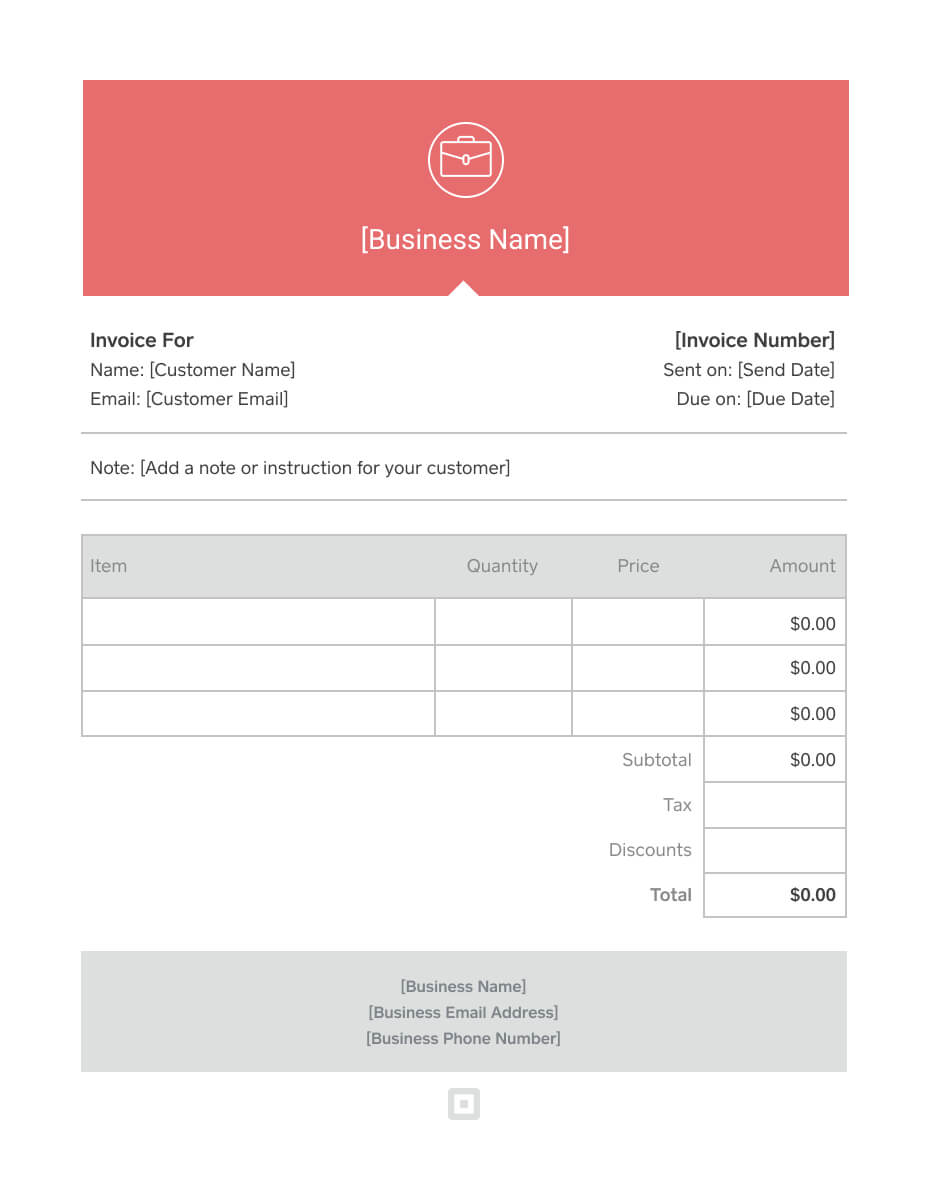 Invoice Template – Generate Custom Invoices | Square With Regard To Free Downloadable Invoice Template For Word