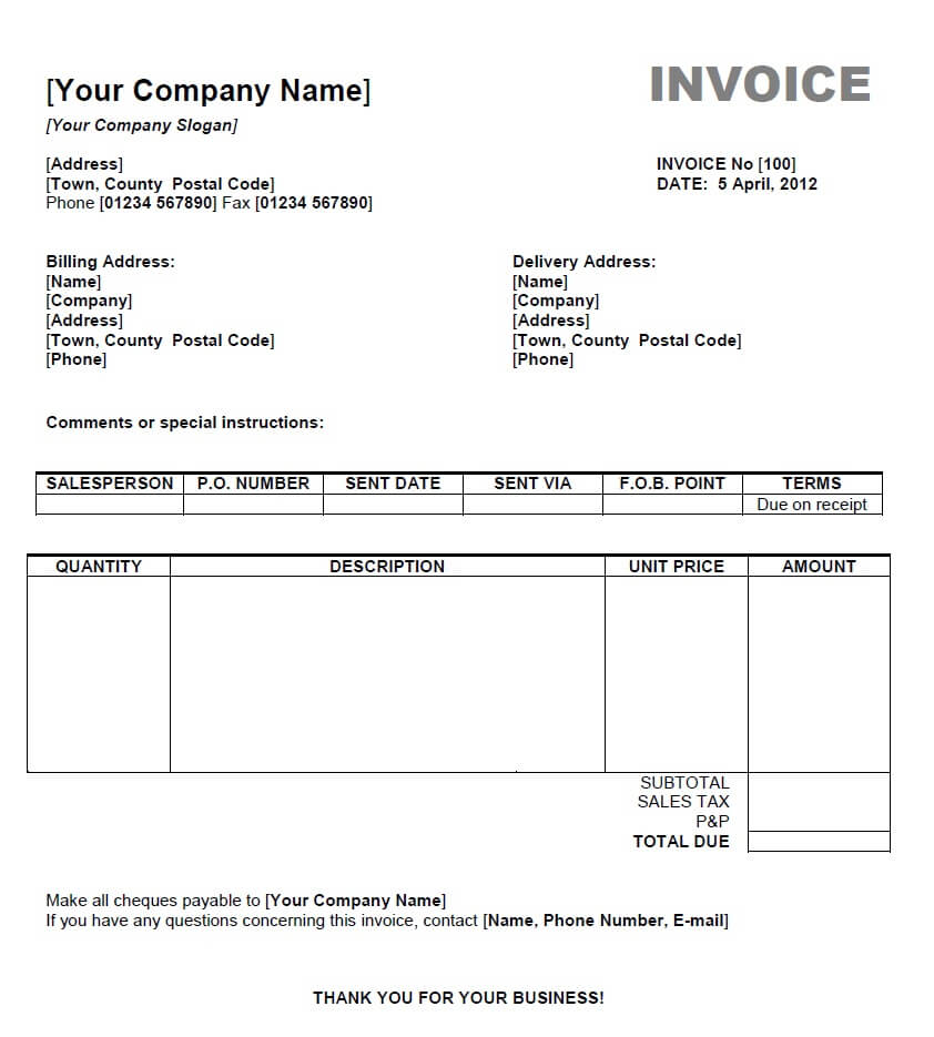 Invoice Template Mac | Invoice Example Intended For Free Invoice Template Word Mac