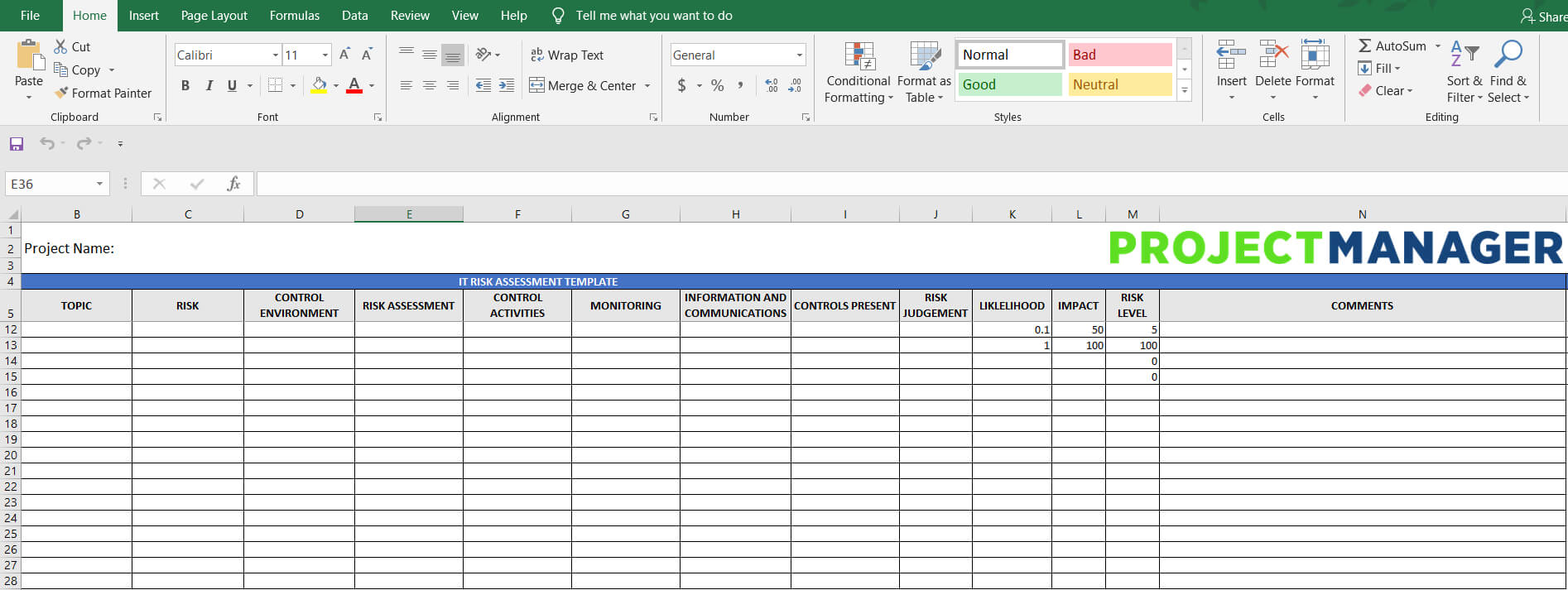 It Risk Assessment Template – Free Excel Download In Risk Mitigation Report Template