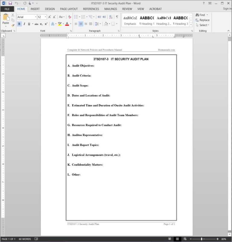 It Security Audit Plan Template | Itsd107 3 Pertaining To Security ...