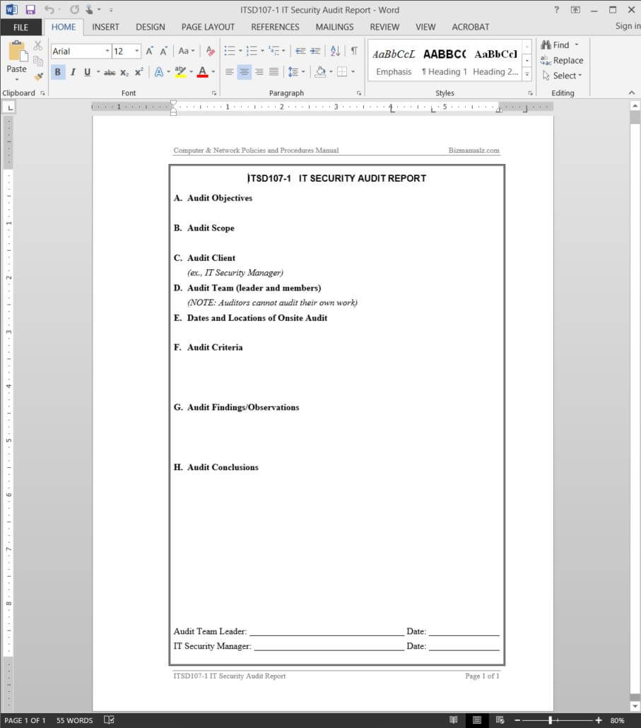 It Security Audit Report Template | Itsd107 1 In Security Audit Report Template