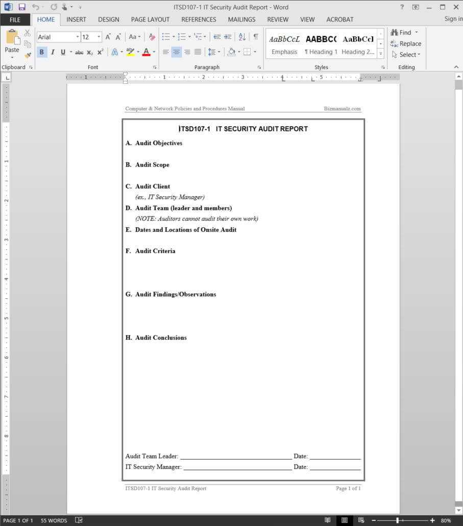 It Security Audit Report Template | Itsd107 1 With Regard To It Audit Report Template Word