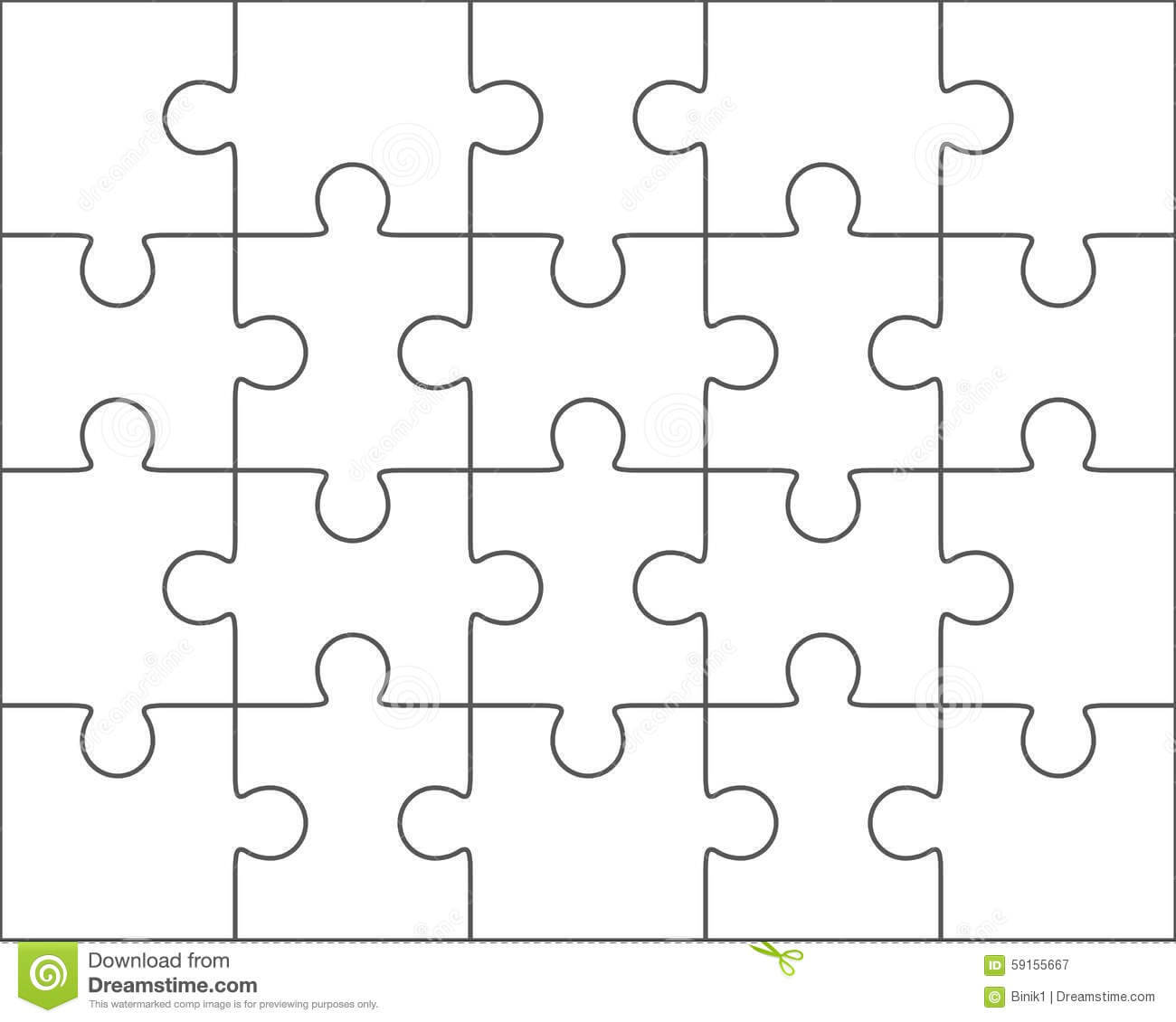 Jigsaw Puzzle Blank Template 4X5, Twenty Pieces Stock Pertaining To Blank Jigsaw Piece Template