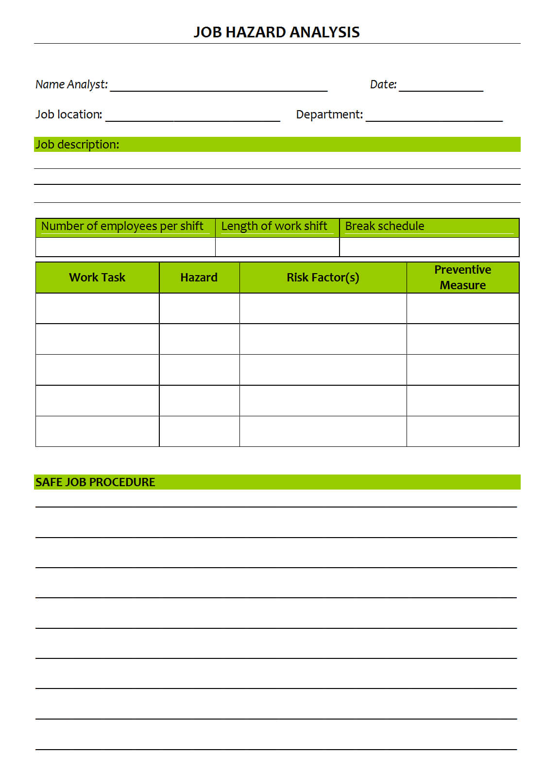 Job Hazard Analysis - Inside Safety Analysis Report Template