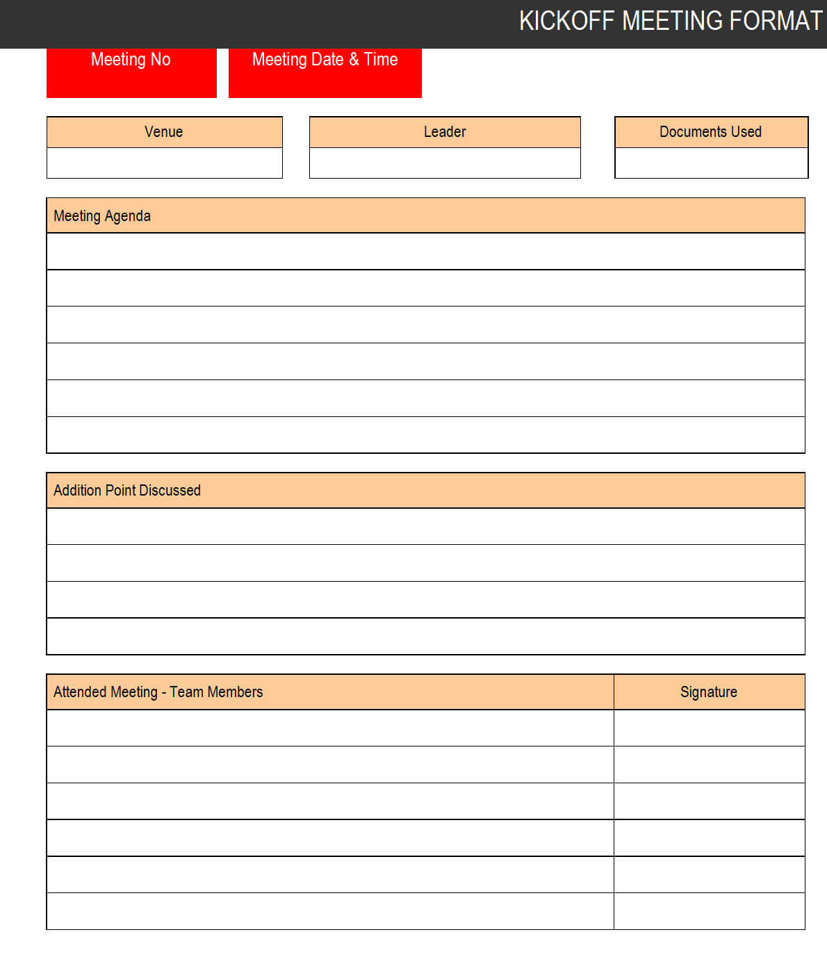 Kickoff Meeting Format – Pertaining To Free Meeting Agenda Templates For Word