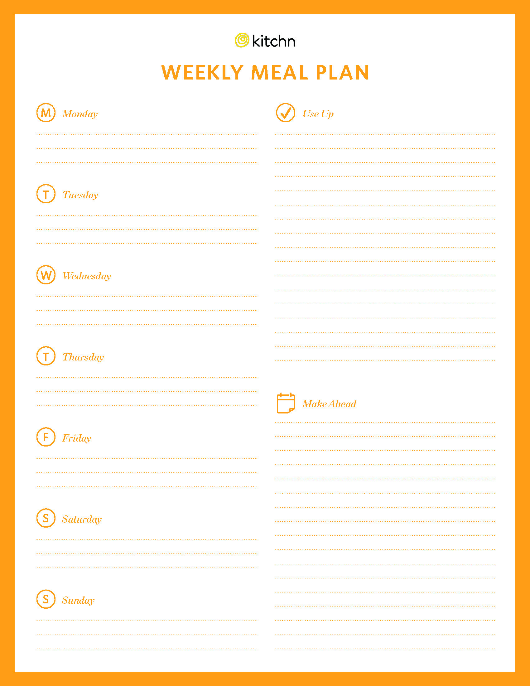 Kitchn's Meal Plan Template | Kitchn Inside Blank Meal Plan Template