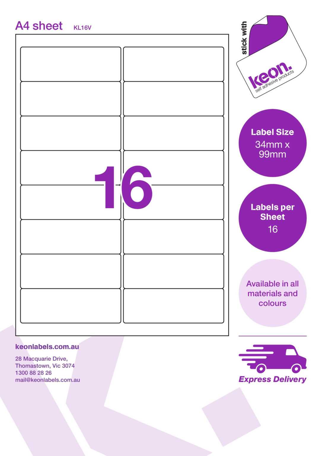 Kl16V 34 X 99 R67 Inside Word Label Template 16 Per Sheet A4 Best 