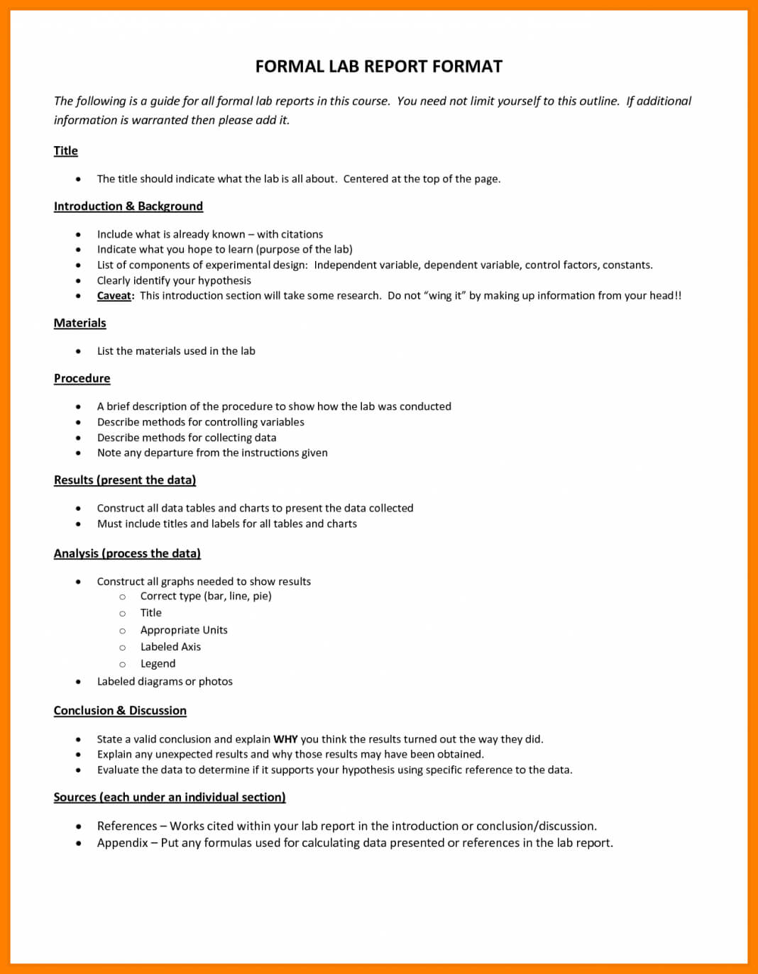 Lab Report Template Chemistry Word Apa Format Sample within Lab Report