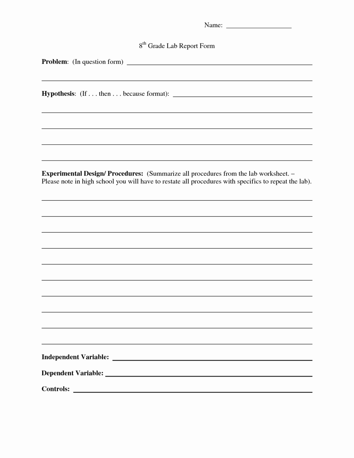 Lab Report Template Middle School pertaining to Lab Report Template ...