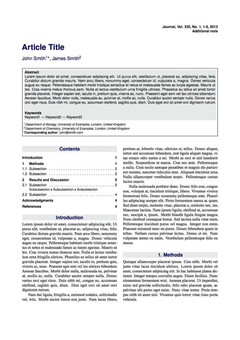 Academic Journal Template Word