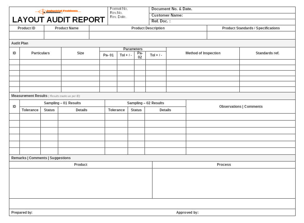 Layout Audit Documents (Product / Process Audit) – Inside Information System Audit Report Template