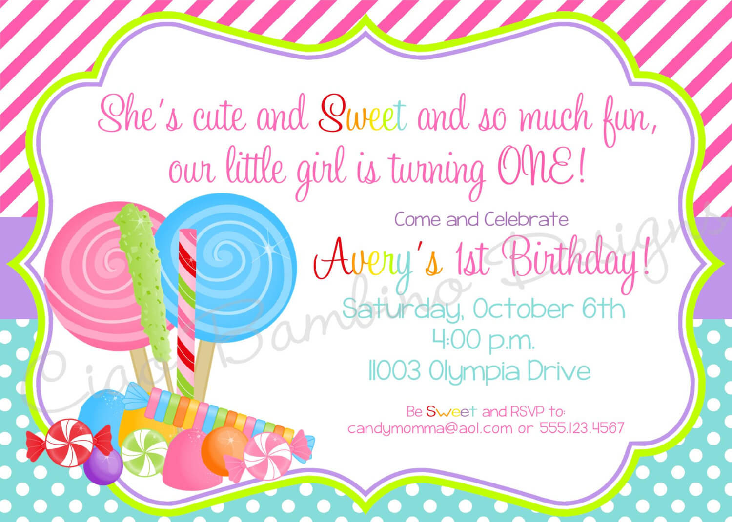 Lollipop Invitation Templates For Blank Candyland Template