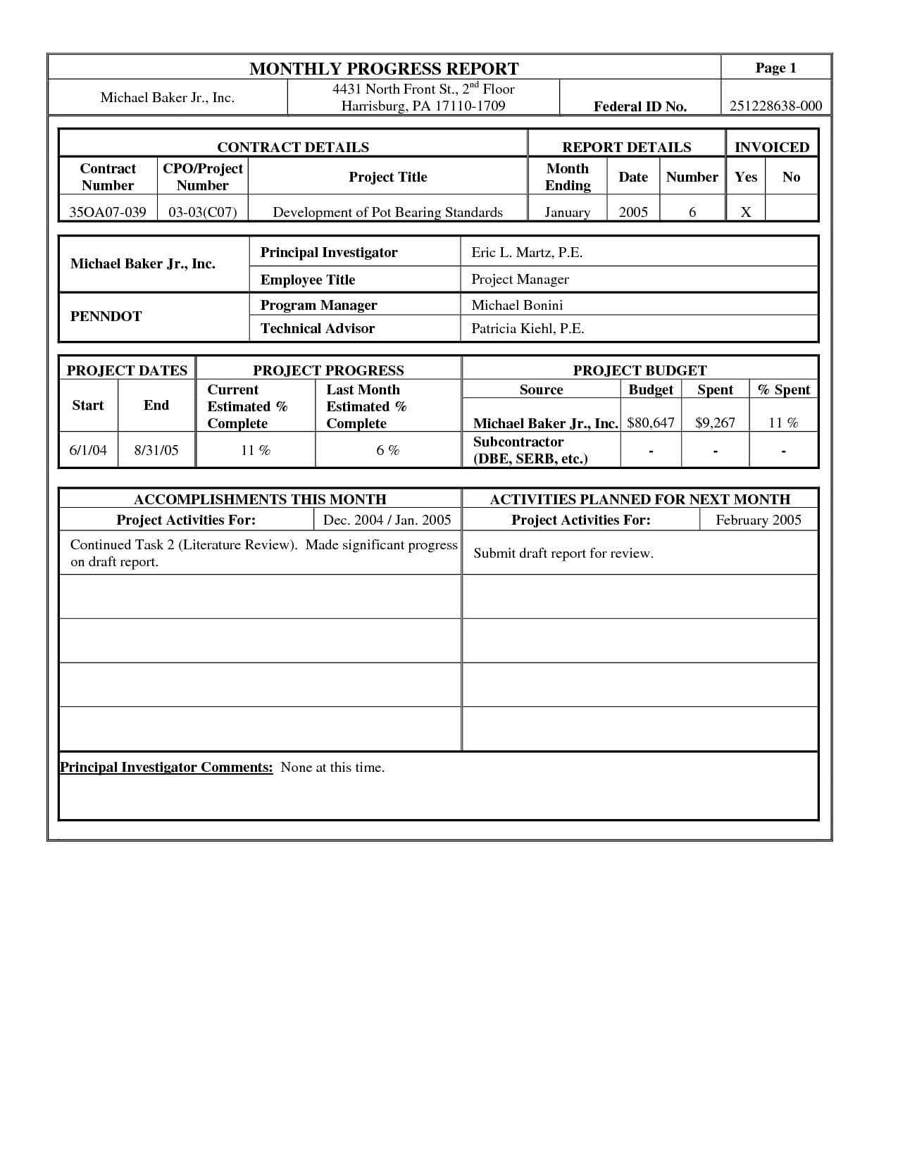 Lovely Monthly Progress Report Template - Superkepo With Monthly Progress Report Template