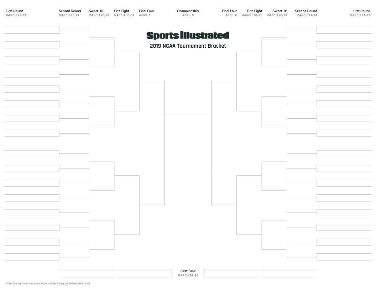 March Madness 2019 Printable Blank Bracket For Ncaa Intended For Blank March Madness Bracket Template