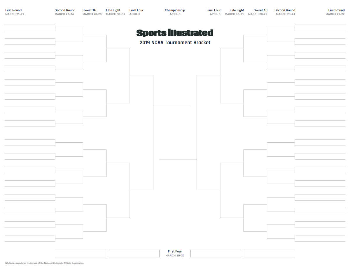 March Madness 2019 Printable Blank Bracket For Ncaa Within Blank Ncaa Bracket Template
