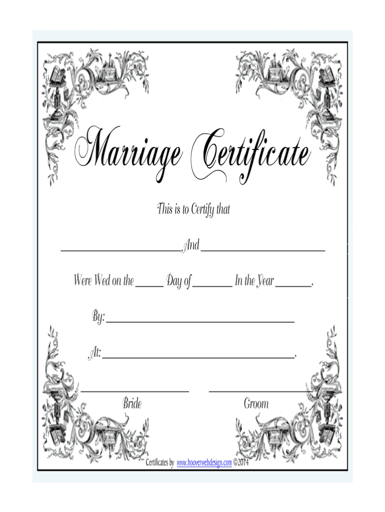 Free Printable Blank Marriage Certificates