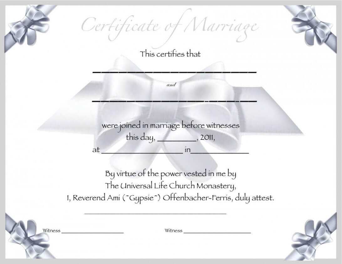 Marriage Certificate Template Beautiful Antique 19Th Century Within Blank Marriage Certificate Template