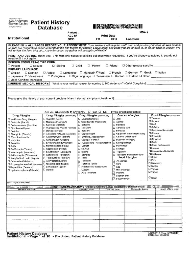 Medical History Form – 5 Free Templates In Pdf, Word, Excel Within Medical History Template Word