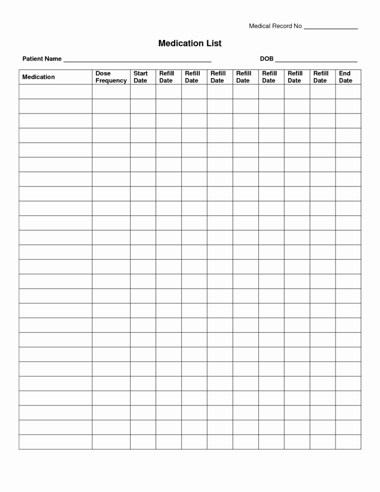 Medication Inventory Spreadsheet And Free Administration within Blank ...