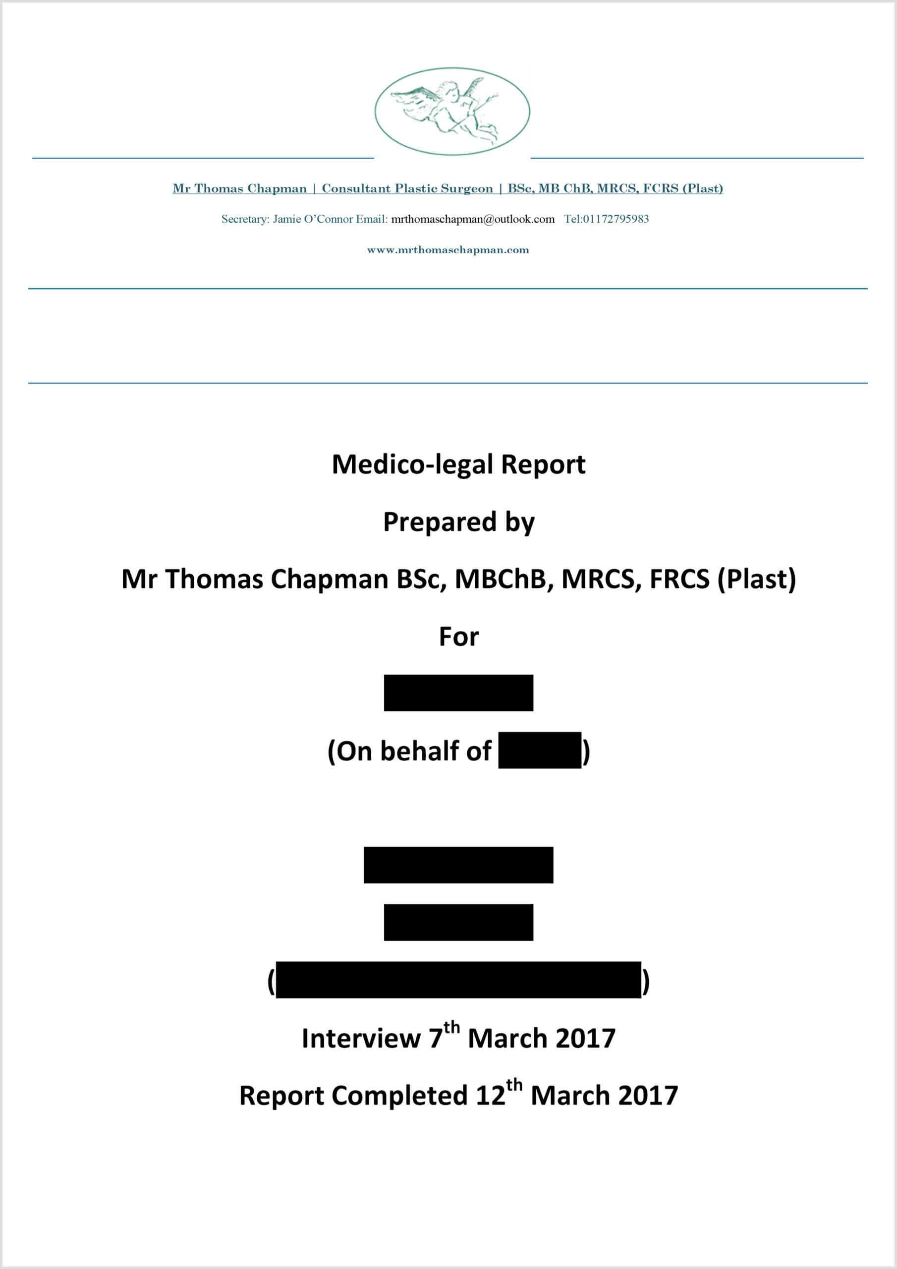 Medicolegal Reporting – Mr Thomas Chapman Pertaining To Medical Legal Report Template